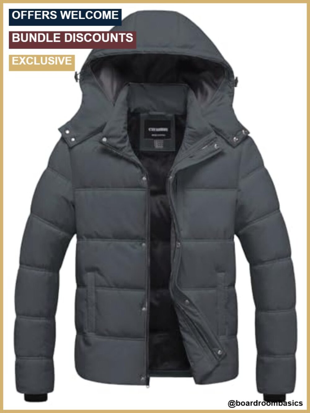 Men's Waterproof Puffer Jacket Windproof Ski Coat Warm Quilted Cotton